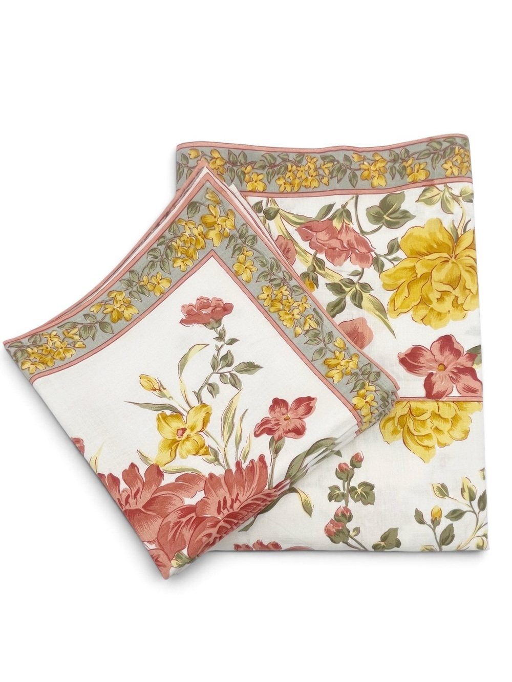 April Cornell Iris Coral Breakfast Cloth Napkins Set 5pc 50in Vintage 1997 NWT